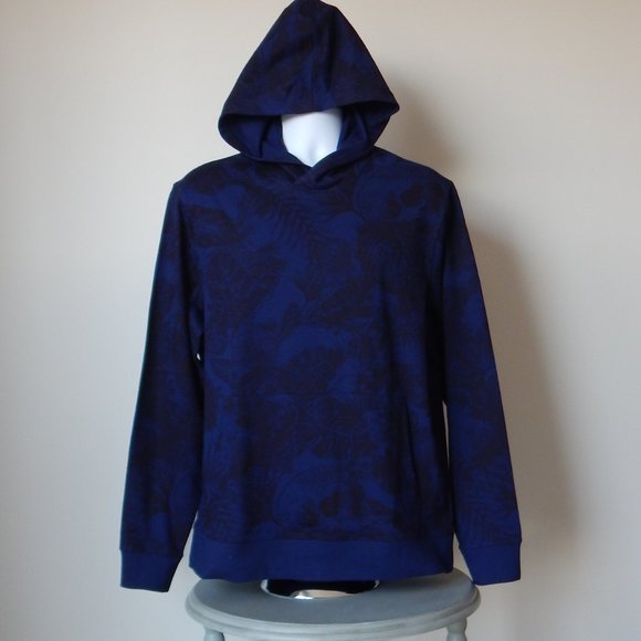 NWT Men’s ROBERT GRAHAM Tropic Thunder Hooded Pullover Sweatshirt Navy - Picture 1 of 8